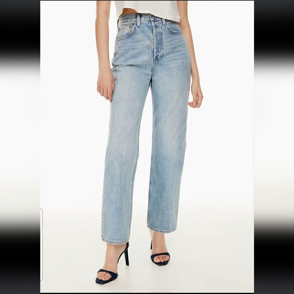 Aritzia Denim Forum The Joni High Rise Loose Fit Denim Jean Black Wash Size 24